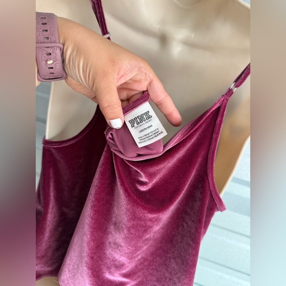 Victoria’s Secret PINK! Velour Flowy Sexy Spaghetti Strap Tank Top Size Large - Picture 8 of 8